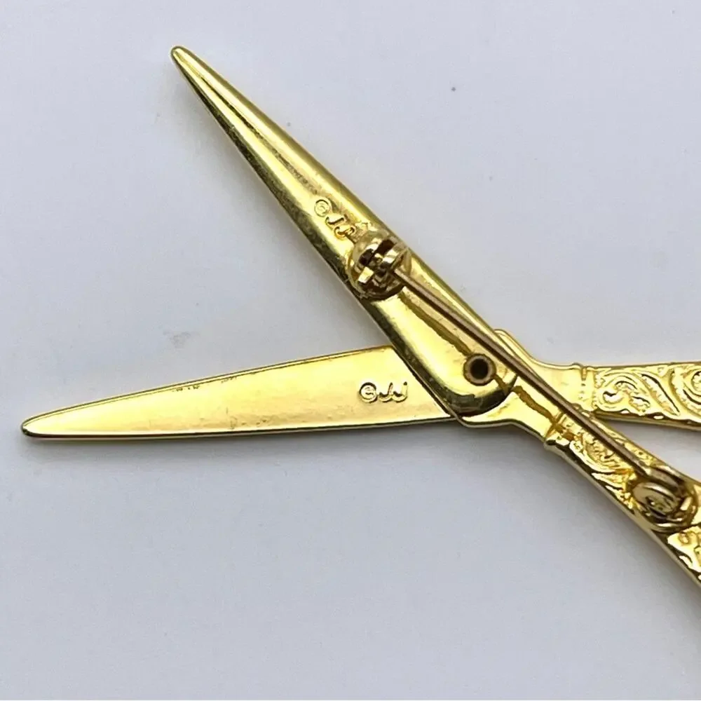 Vintage JJ Jonette Scissor Brooch Pin + Multi-Scissor Cluster Brooch - Set of 2